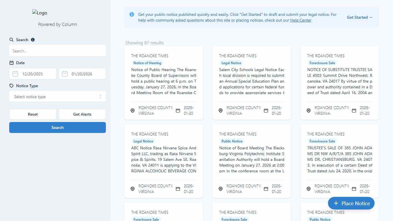 Public Notices | The Roanoke Times